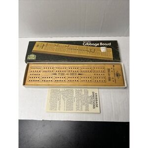 VINTAGE 1974 E.S. LOWE Wooden Cribbage Board #1503 Milton Bradley Complete